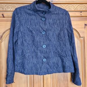 Women's J Jill Blue Black‎ Mid Weight Button Up Jacket Size XS